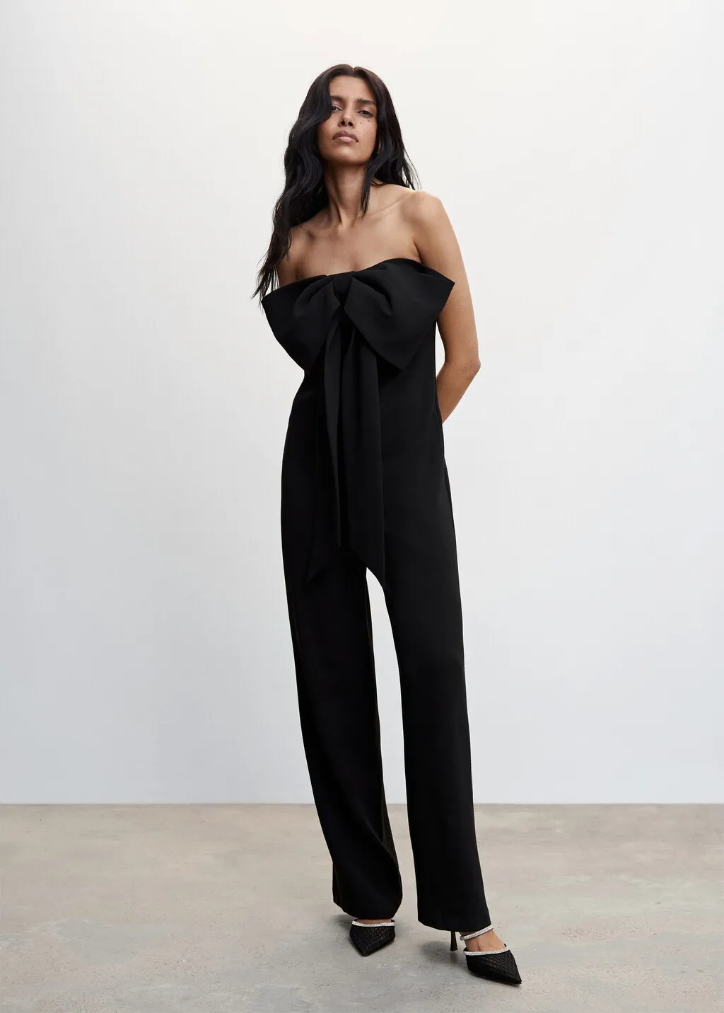 Off-Shoulder Bow Jumpsuit Dress