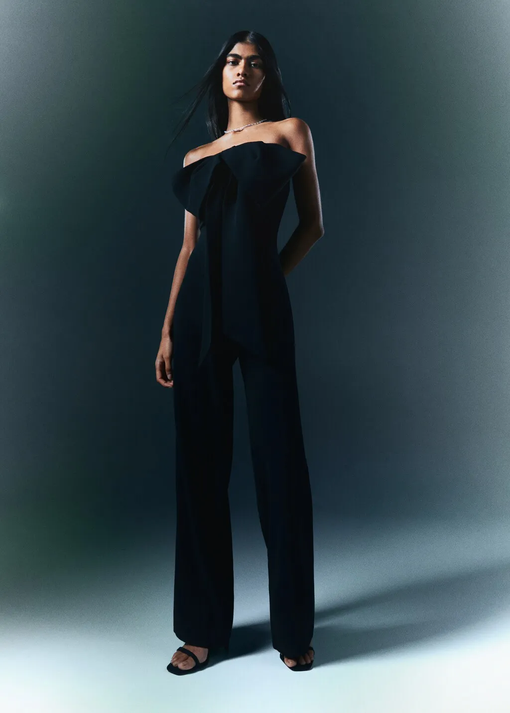Off-Shoulder Bow Jumpsuit Dress